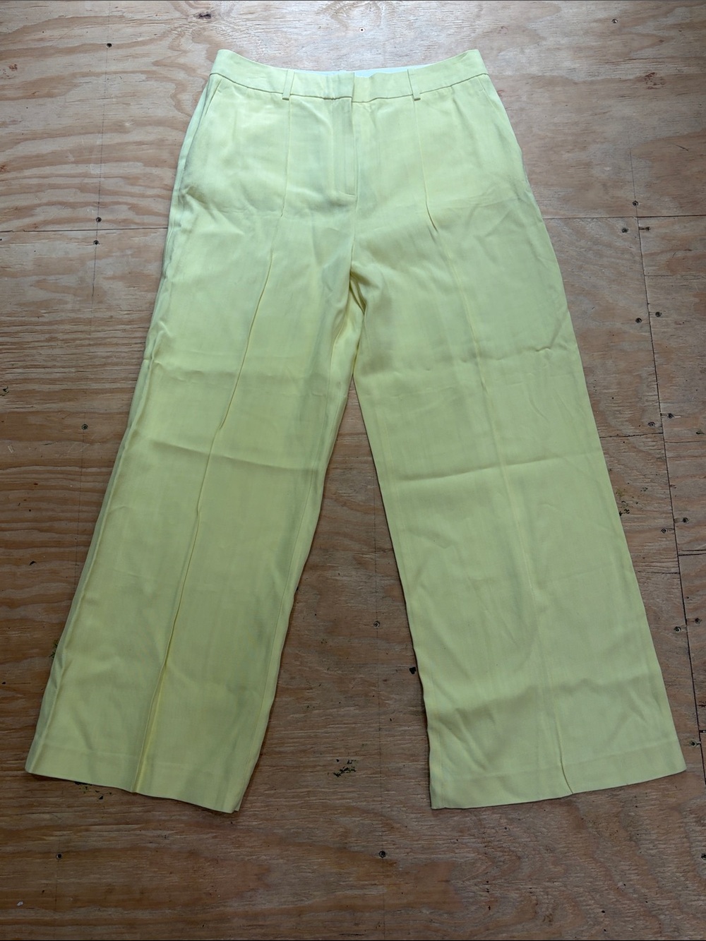 NWT REISS Atelier Alecia Wide Leg Suit Trousers Lemon US 10